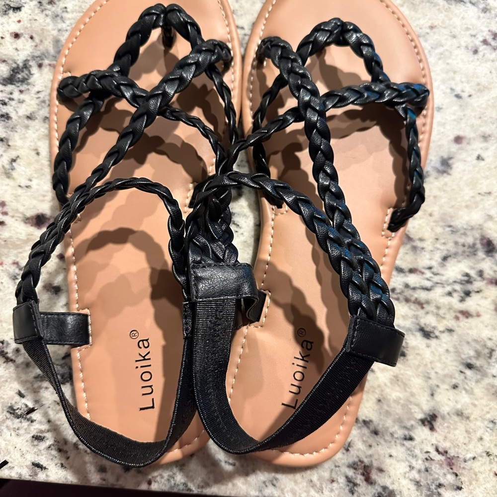 Women's Black Braided Sandals